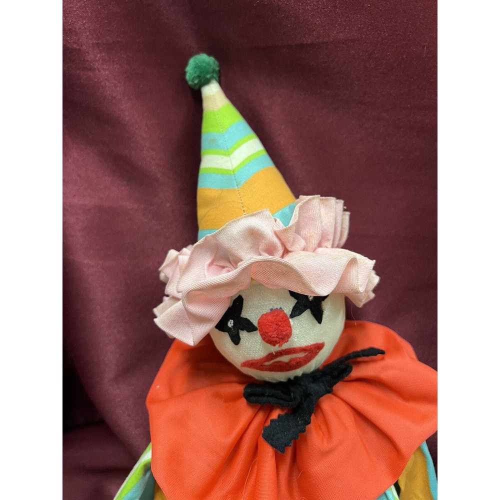 Vintage Foam Head Clown Colorful Outfit
